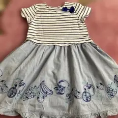 mezzo piano ストライプ フルーツ柄 ワンピース 半袖