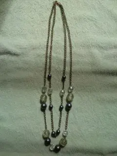 2連ロングネックレス パール　ビーズ
