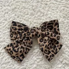 ヒョウ柄 リボン 大きめ y2k
