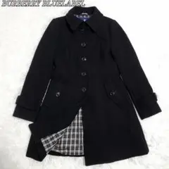 美品✨バーバリーブルーレーベル　アンゴラ混　ロングコート　ノバチェック　40