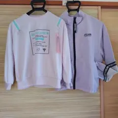 キッズ　薄紫色 薄手トレーナー&ナイロンジャンバー150cm2点セット