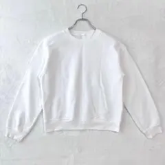ジーユー　GU トレーナー　ホワイト【L】 クルーネック 綿混　カジュアル