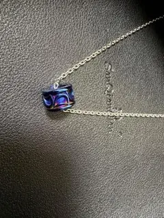 う*ち様 青紫マーブルシルバーネックレス