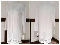 新品未使用　薄紫　ロングカーディガン　レース　M~L 長袖　レース　クレヨン