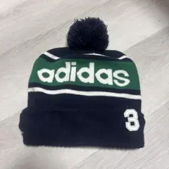 adidas ニット帽 ポンポン付き ストライプ
