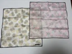 Yves Saint Laurent ハンカチ 2枚セットピンクオレンジバラ花
