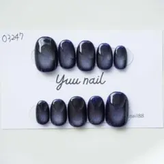 ネイルチップ　マグネットネイル　ワンカラー　ネイビー　推し活　シンプル　y2k