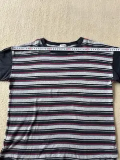 COMME CA DU MODEストライプ 半袖Tシャツ グレー/黒/赤