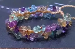 #224　ハンドメイド　花冠風マクラメブレスレット　フローライト