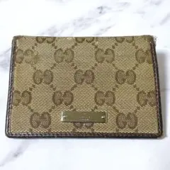 【希少✨️】GUCCI(グッチ)GGキャンバス×レザーカードケース ブラウン