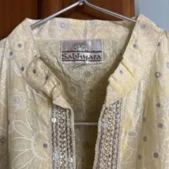 Sabhyata チュニック イエロー 花柄 ビーズ装飾のサムネイル