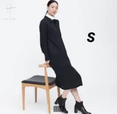 UNIQLO ハナタジマ　ロングシャツワンピース　ブラック