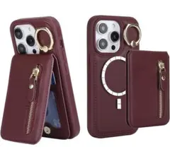 iPhone13Proケース 分離可 カードケース リング付きmagsafe対応