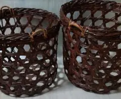 【値下げ】大型-藤 ラタン製品　バスケット　鉢カバー　収納 インテリア【2個組】