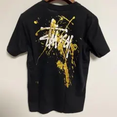 Stussy ブラック Tシャツ ゴールドプリント L