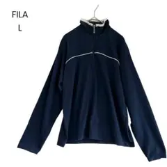 【FILA】長袖 スキッパーネックスポーツウエア L ネイビー a0635