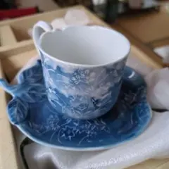 【有田焼】5客　青い花柄カップとソーサーセット