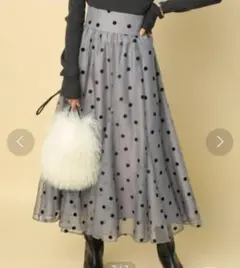 アプワイザーリッシェ シアードット柄 フレアースカート グレー 2サイズ