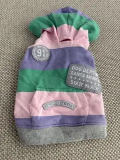 DOG DEPT フード付き犬服 カラフルストライプ