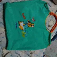 ウサギ刺繍エコバッグ グリーン