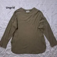 アングリッド　Ungrid リブカットソー 長袖 カーキ　シンプル　スリット入りのサムネイル