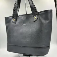 極美品 キタムラ ハンドバッグ ステッチ 本革レザー ネイビー ロゴ型押し 極美品 キタムラ ハンドバッグ ステッチ 本革レザー ネイビー