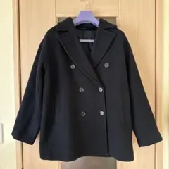 GU ブラック ダブルブレストピーコート