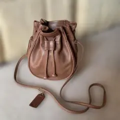 オールドコーチ　レザー　茶ミニ巾着　ショルダーバッグ