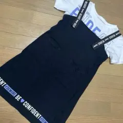 黒 サロペット風ワンピース 半袖　140