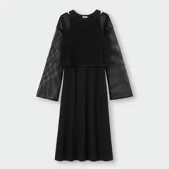 GU　ジーユー　メッシュセットワンピース　ノースリーブ　ブラック　XL