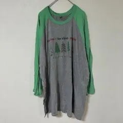 ネクストレベル ラグランTシャツ クリスマスツリー 3XL グレー 緑