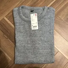 【新品】UNIQLO グレー　XLサイズ　ワッフルクルーネックTシャツ(半袖)