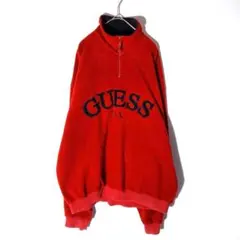 ゲス（XL）フリースジャケット ハーフジップ ポリエステル ロゴ フード無のサムネイル