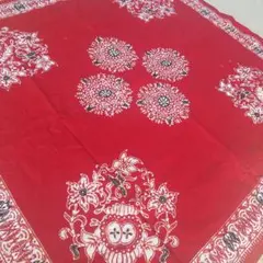 マルチカバー　アジアン　バティック柄　真紅　アジアン生地