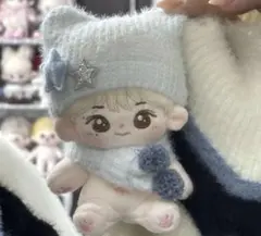 着せ替えぬいぐるみ ネコ耳 ニット ブルー 10cm お洋服