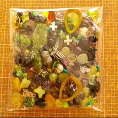 アクリルビーズ グリーン系 くすみ 大袋 150ｇ ペアでないもの含む