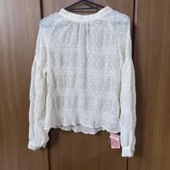 春ブラウス オフホワイト ドット模様 長袖ブラウス F