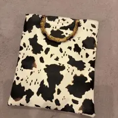 牛柄トートバッグ バンブーハンドル