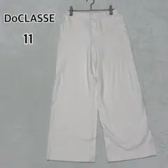 ＊ドゥクラッセ 白 ワイドパンツ 裏起毛 ストレッチ L 洗える i6839