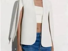 ザラ　ノーカラーケープジャケット