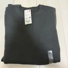 新品UNIQLOウォッシャブルストレッチミラノリブクルーネックセーターMグレー