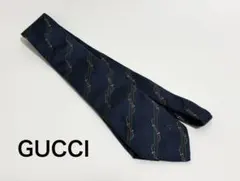 GUCCI グッチ ネクタイ シルク 美品 ネイビー 総柄 メンズ ビジネス