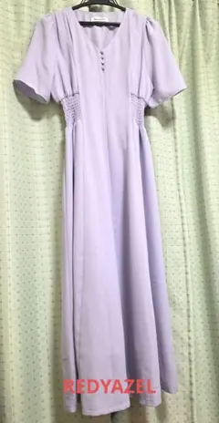 ラベンダー 半袖 ロングワンピース M