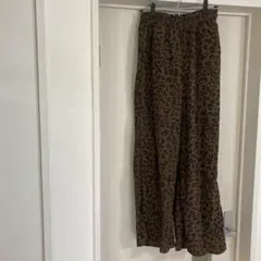 ブラウンレオパード柄ワイドパンツ　M