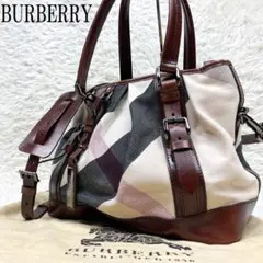 希少 バーバリー 2way ショルダーバッグ トートバッグ メガチェック 大容量
