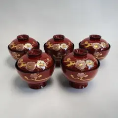 未使用 蓋付き椀 6客セット 金彩 沈金松葉文様 漆器 漆塗 見返し松葉柄 未使用 蓋付き椀 6客セット 金彩 沈金松葉文様 漆器 漆塗 見返し松葉柄