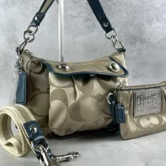 美品 コーチ ポピー 2way シグネチャー ワンショルダー ショルダーバッグ