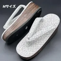 【43】高級舟形下駄 低反発入り コットン柄 Mサイズ 草履 難あり特別価格
