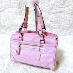 COACH コーチ トートバッグ ボストン スエード シグネチャー ピンク