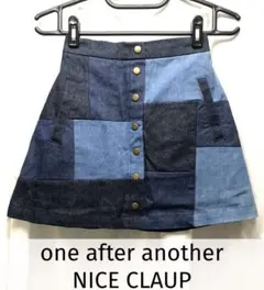 28 パッチワークデニム　デニムスカート　台形　Aライン　デニム　ミニスカート